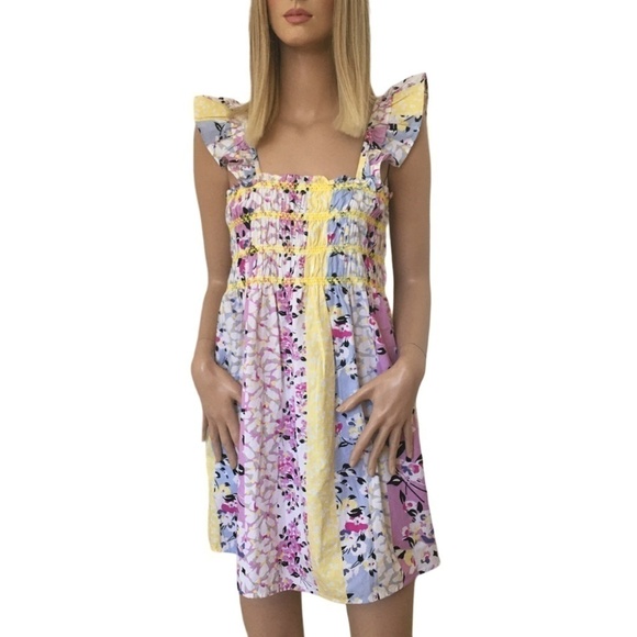 French Connection Dress Isla Ekeze Organic Cotton Shirred Smocked Pinafore - Picture 4 of 16